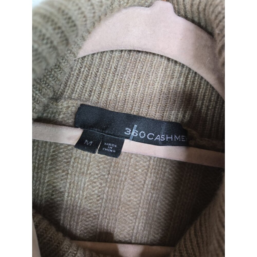 360 Cashmere Zena Turtleneck Navy Tan Colorblock Womens Sweater M - Picture 6 of 8